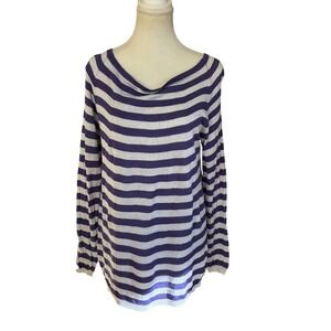 LORO PIANA‎ Purpel Striped Linen Silk Blend Top Size 44 / 8